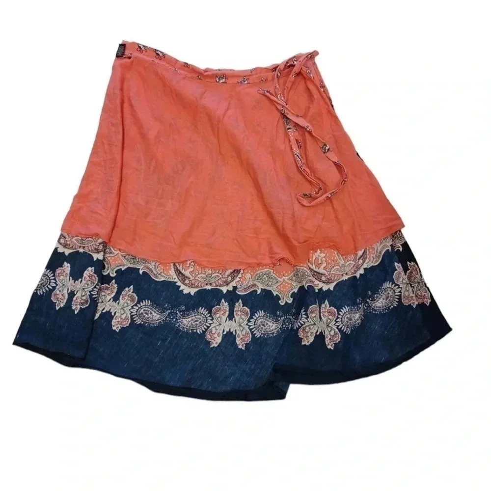 💥HOST PICK💥 Lucky Brand Boho Linen Blend  Wrap Skirt Size Small - Picture 8 of 10